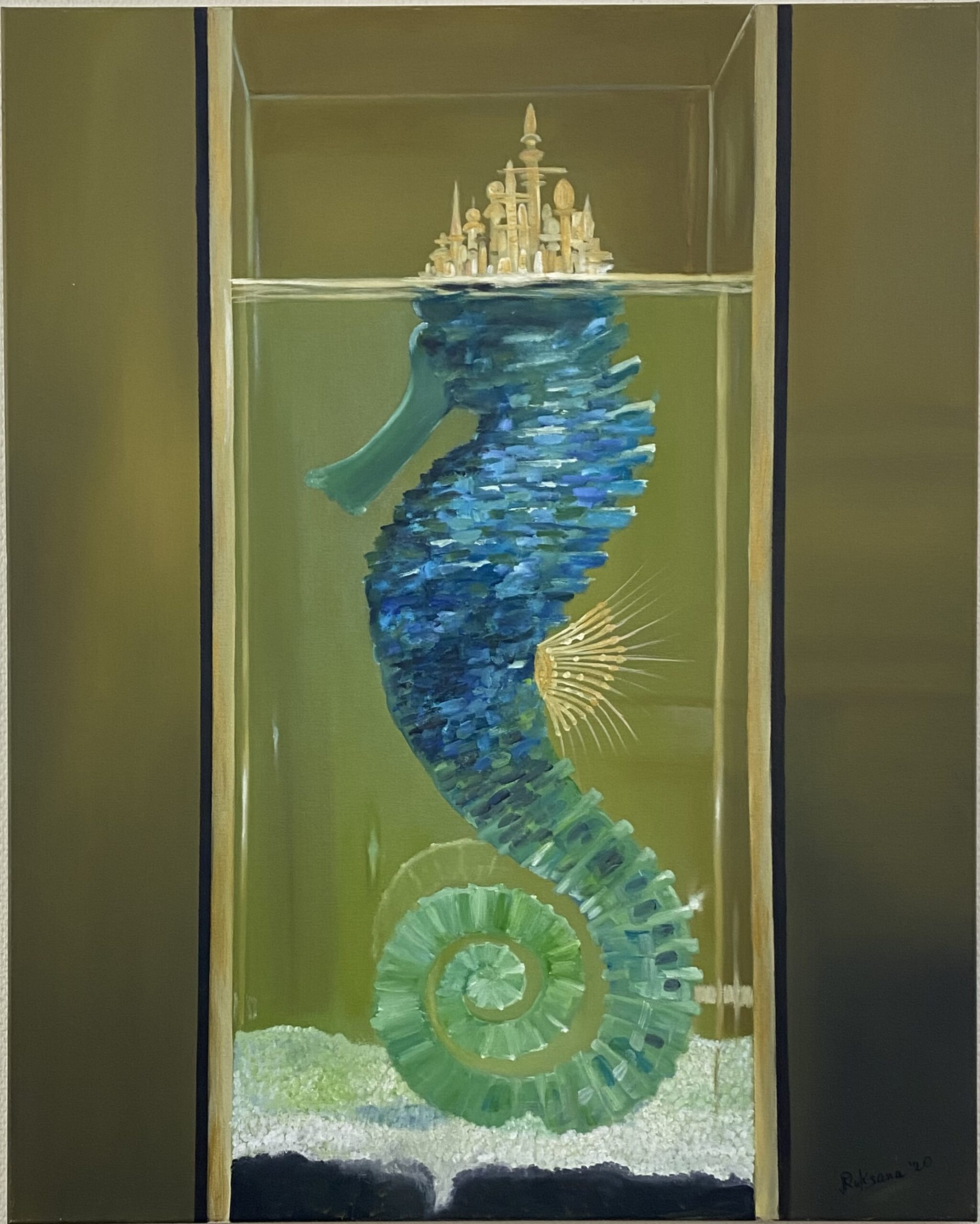 You are currently viewing Seahorse a symbol of strength and power – oil paint 80×100