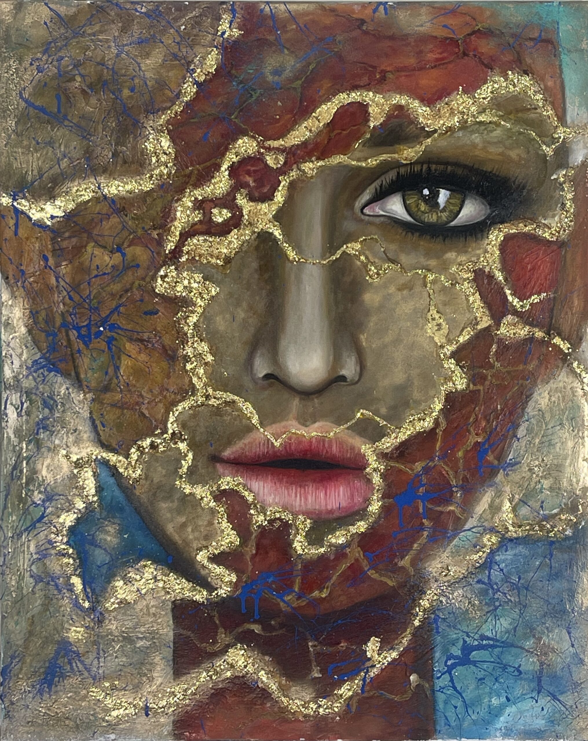 You are currently viewing The Silence 2023 – structural paste & golden leaf metal 80×100