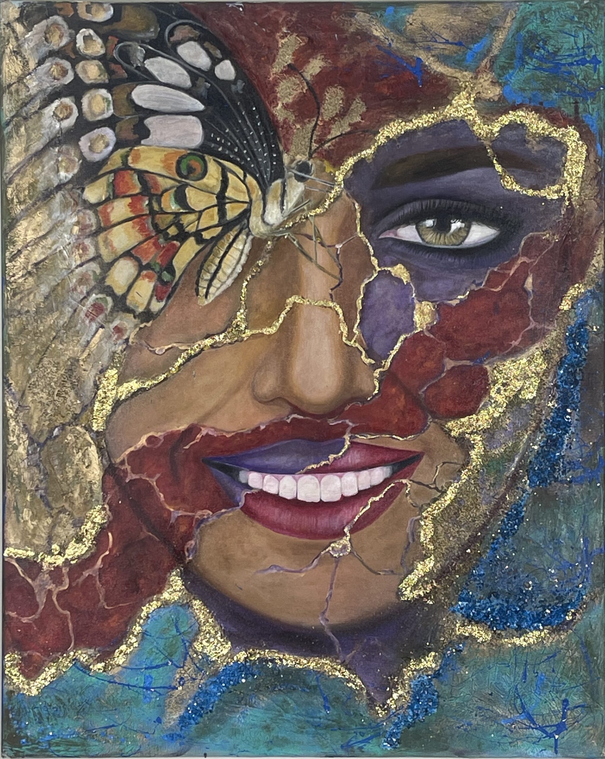 You are currently viewing The joy 2023 – oil, structural paste & golden leaf metal 80×100