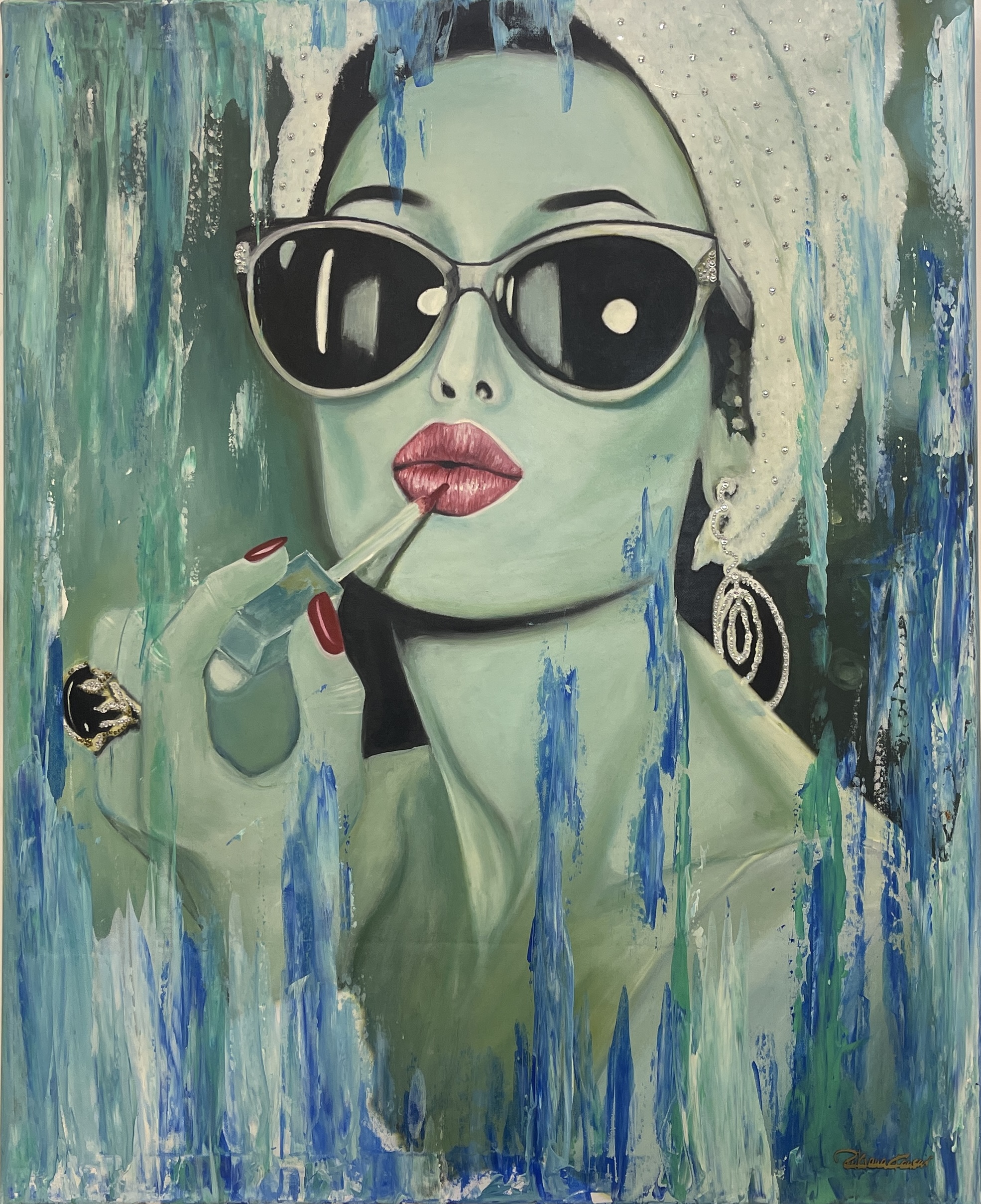 You are currently viewing Audrey Hepburn – 80x100cm – 2024 Oil & acrylic on canvas/crystal stones