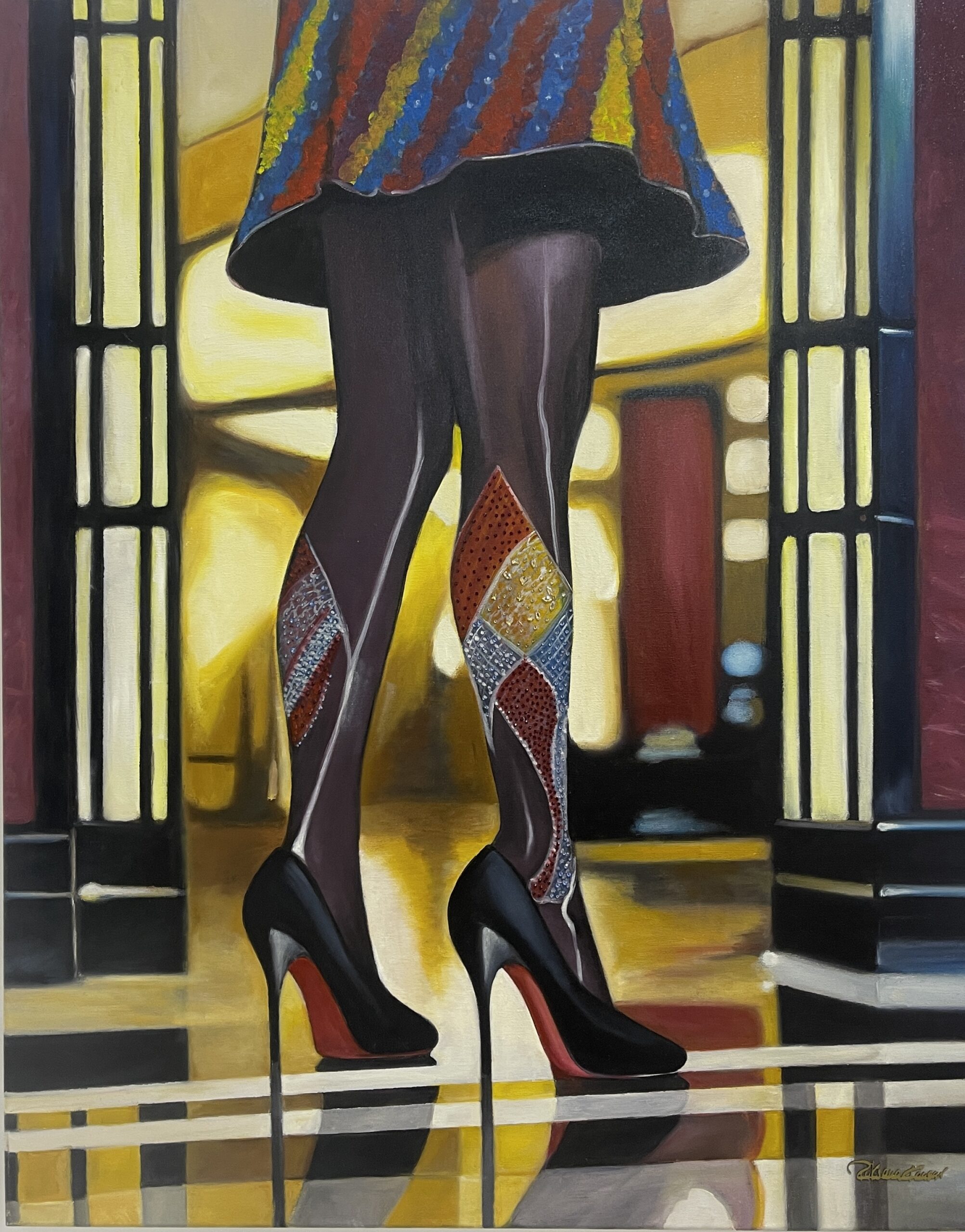 You are currently viewing The Date – 80x100cm – 2024 Oil on canvas/crystal stones
