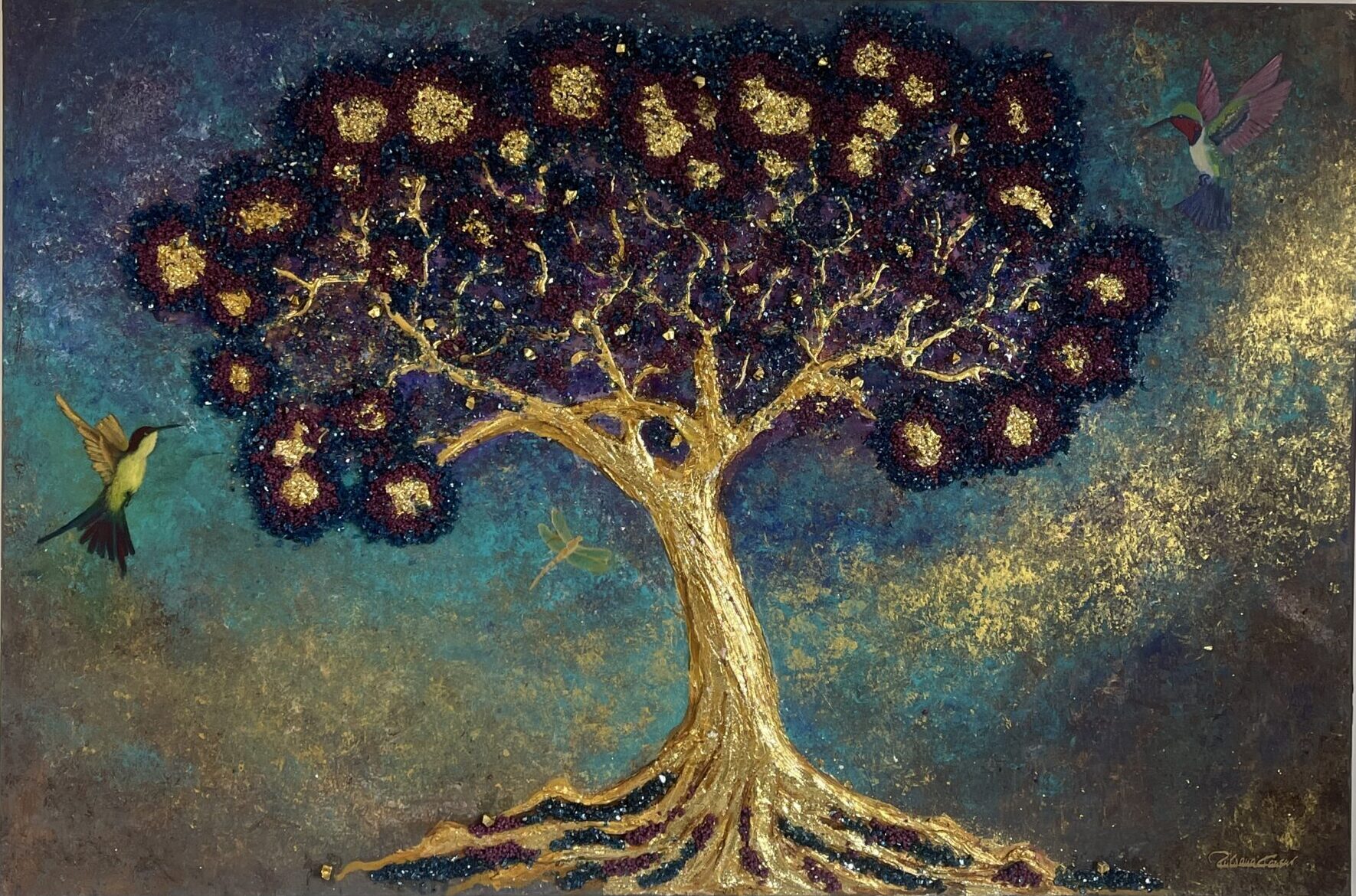 Du betrachtest gerade Tree of Life – Öl, Kristallsteine & Blatgoldmettal auf Leinwand 80×120 – 2026